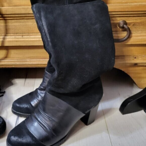 Antelope Black Sueded Leather Tall Boots Sz 6.5 - Picture 3 of 8